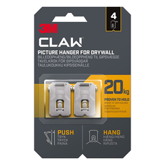 3M Claw Plasterboard Picture Hanging Wall Hooks For Hanging Home D?©cor, 4 Hangers, Holds up to 20 kg