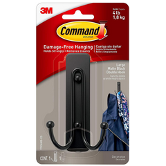 Command Large Matte Black Double Hook 17036MB-ES