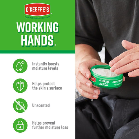 OKeeffe Working Hands, 96g Jar - Hand Cream for Extremely Dry, Cracked Hands