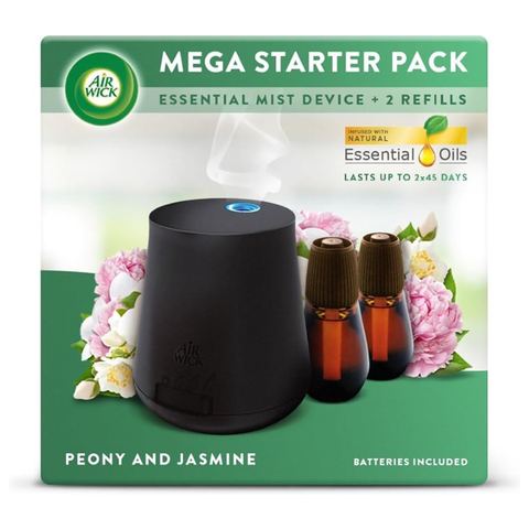 Air Wick | Peony & Jasmine |Air Freshener Essential Mist Diffuser Starter Kit | 1 Gadget & 2 Refills